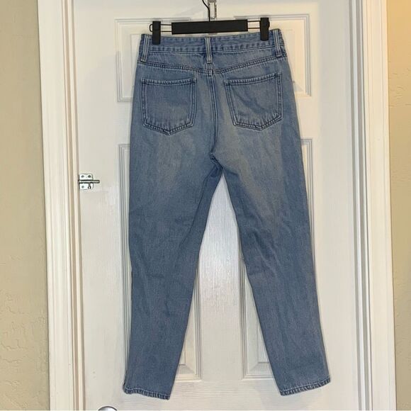 Empyre Eileen Mom Jeans Checkerboard Side Stripe Busted Knees Cropped Size 1 - Picture 2 of 9